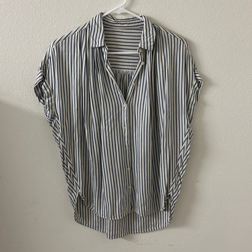 Striped button up oversized top size small